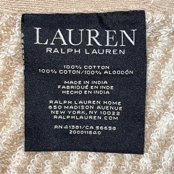 Lauren Ralph Lauren Tan Herringbone Bath Towel NWT - Picture 4 of 8